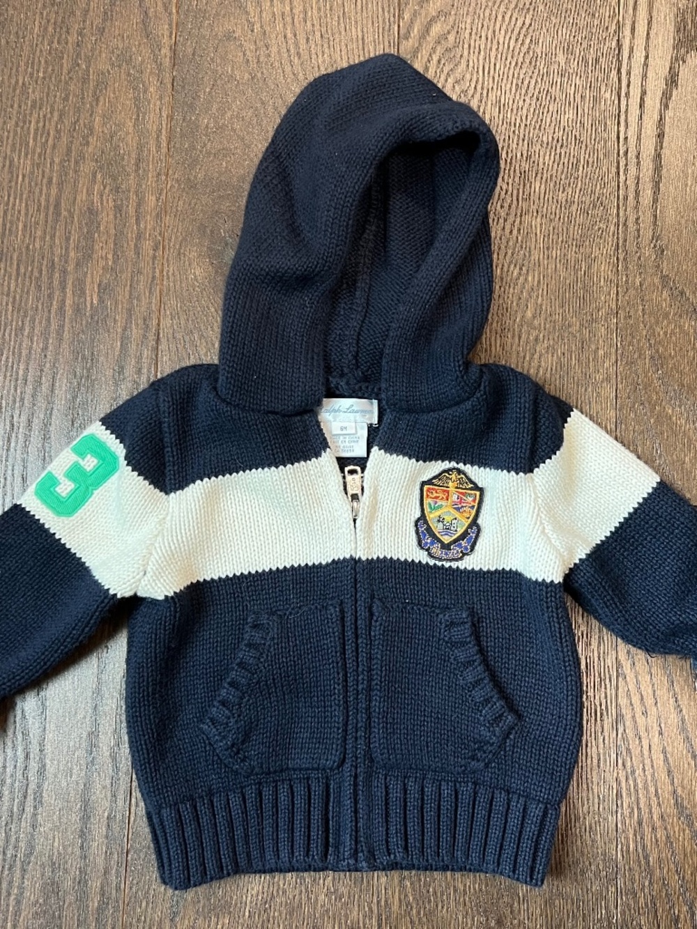 Ralph Lauren boy's zip-up sweater (blue, 6m)